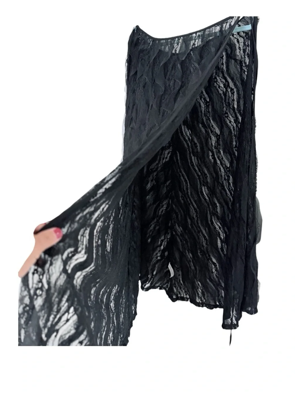 Free People Skirt size Large Maxi Black lace Layered A-Line side tie Worn once!